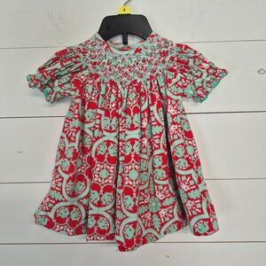 Banana Split Red & Mint Smocked Baby Dress 9M  Red & Mint Christmas/holiday